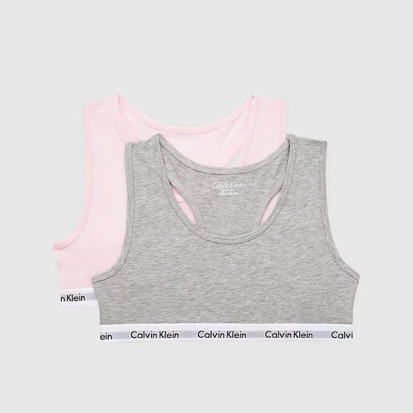 Calvin Klein girls box set of two braletts in pink and white