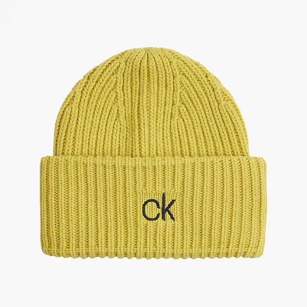 Dune yellow Calvin Klein rib knit hat