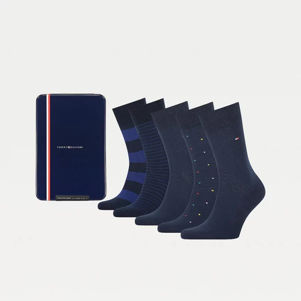 Tommy Hilfiger black/stripe/dot socks five pairs in gift box set