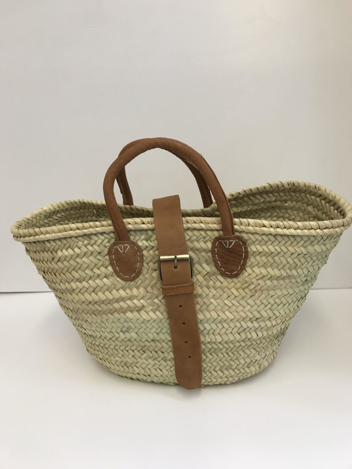 woven tote with buckle closure