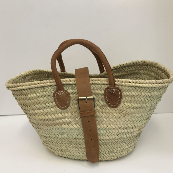 woven tote with buckle closure