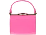 Fuschia pink patent occasion bag height 12.8cm width 17.80cm depth 13.7cm Attachable gold chain strap